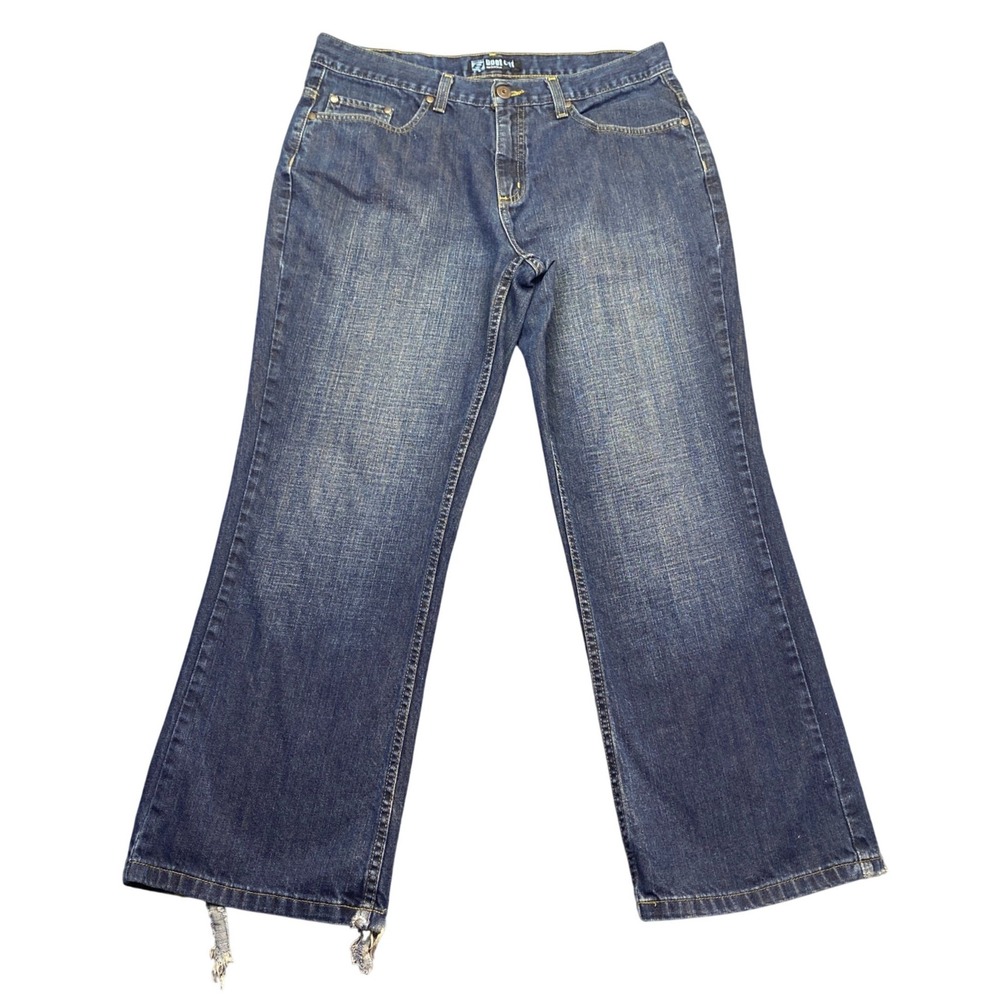 Anchor Blue Mens Sz 34 Bootcut Jeans Blue Denim Distressed Y2K Grunge